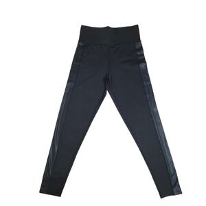 Black Faux Leather Panel Leggings Womens Small High Rise Athleisure Anna & Ava